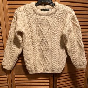 Callan Country Collection Cream Cable Knit Pure Wool Sweater